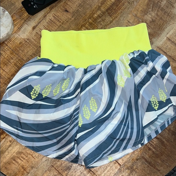 Free People Yellow and Blue Athletic Shorts - Picture 1 of 1